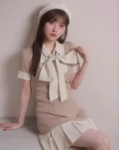 LIP SERVICE リボンシャツドッキングワンピース