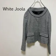 c0274 ホワイトジョーラ ジャケット ツイード 11号 ノーカラー きれいめ