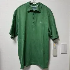 Nikeゴルフグリーン ストライプ 半袖ポロシャツ