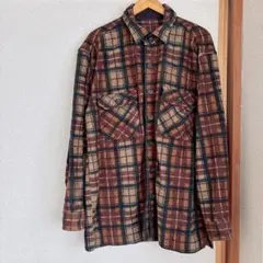 【海外古着】長袖シャツ ブラウン/ブラック チェック柄　カジュアル　トップス