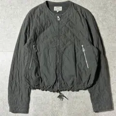 90s ARMANI JEANS キルティングノーカラーブルゾン カーキのサムネイル