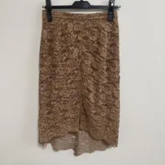 レストローズのフロッキーレース タイトスカート　キャメル