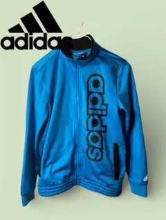 adidas 青 ジャージ ジップアップ