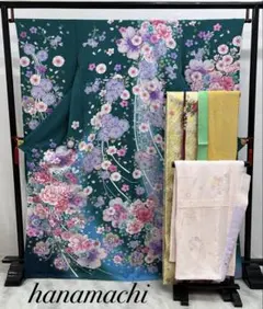 振り袖　フルセット　別誂長襦袢付　金彩加工　成人式　刺繍入り　豪華　598