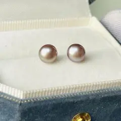 本真珠ピアス パール 6-7mm 天然無調色 パープル系 極照り ベビーパール