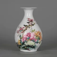 パステルカラー福寿九桃天球瓶 花瓶景徳鎮 陶磁器 装飾品 現代工芸品