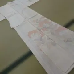 美品未着用 単衣 正絹 さが美謹製 居敷当て付 手縫い お召 P-457