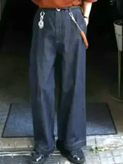 「美品」DENIM WIDE STRAIGHT SLACKS/WYM LIDNMのサムネイル