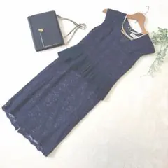 【美品】FLICKA フリッカ　ワンピース　ネイビー　総レースのサムネイル