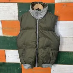 オリーブグリーン ダウンベスト リバーシブル 古着