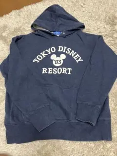 【美品】東京ディズニーリゾート カレッジ風 パーカー ネイビー Lサイズ '83