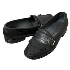 美品 REGAL リーガル キルトタッセルローファー フリンジ ベルト 革靴 黒