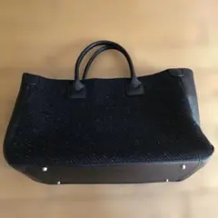 ofuon ブラックレザートートバッグ