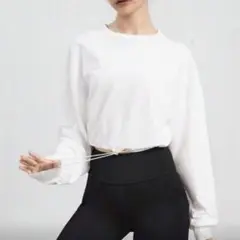 SHEIN sports ドロップショルダー　カットソー　長袖　ホワイト　XS