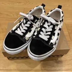 Vans キッズ スニーカー チェッカー柄 黒/白