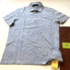 新品タグ付き！ETROペイズリー柄ブルー×ホワイト　ポロシャツ　Lサイズ