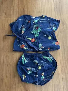 90サイズ ネイビー 花柄 甚平 セット