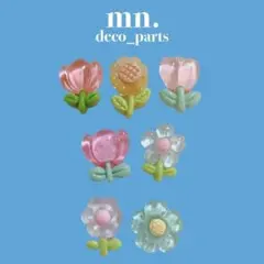 【1つ25円】デコレーションパーツ　ハンドメイド資材　花　フラワー　クリア　01