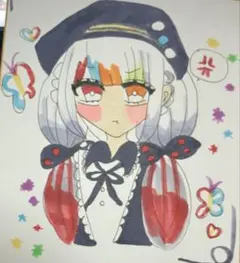 魔法少女ノ魔女裁判 城ケ崎ノア アナログイラスト ファンアート 中色紙