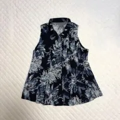 花柄チュニックベスト 前開き フラワー柄 ベスト 体型カバー 重ね着 Ｍ〜L