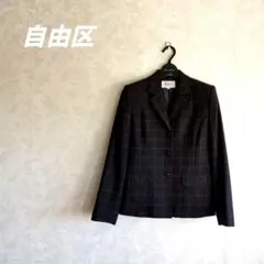 自由区　チェックウールジャケット ブレザー 38 M〜Lのサムネイル