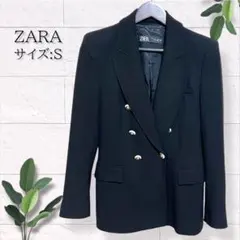 【ZARA】金ボタン ダブルブレストジャケット サイズ:S ブラック