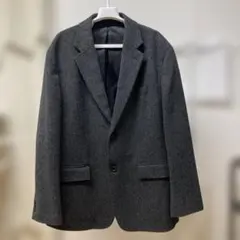 UNIQLO 3 XL ダークグレー テーラードジャケット ウール混紡