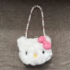 ハローキティーピンクリボンがま口ポーチ持ち手付き
