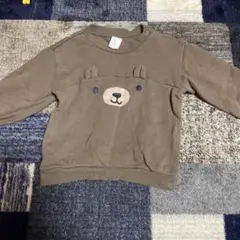 クマの顔プリント トレーナー ブラウン