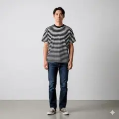 ボーダー Tシャツ L-XLサイズ　無地ラボのサムネイル