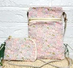 2点セット　リバティ　ミシェル　スマホポーチ&L字型ミニ財布　ハンドメイド