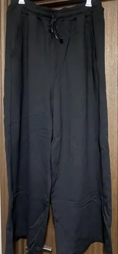 studio CLIP シルケット ポンチワイド パンツ ブラック