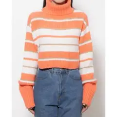 【30日までSALE】タートルマルチボーダーショートニット