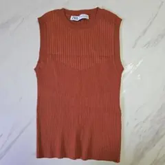 ZARA オレンジ ノースリーブ トップス S