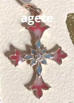 レア 美品♡アガットK10 ターコイズ・珊瑚・ダイヤモンド付き クロスチャーム