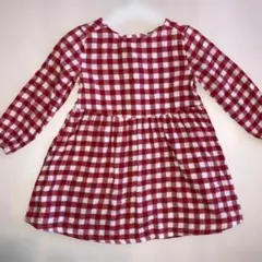 【H&M】80cmくらい　赤と白のチェック柄長袖ワンピース