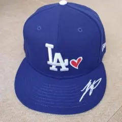 ドジャースキャップ　MLB　ニューエラ　サイン刺繍&❤️マーク付き　59.6cm