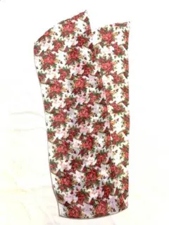 スカーフ ストール リボン 昭和レトロ レトロ シフォン風 花柄 花束 ブーケ