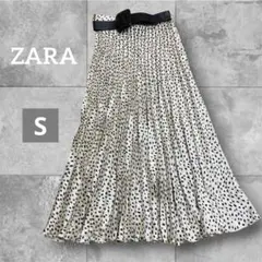 【美品】　ZARA 変形ドットプリーツスカート　S