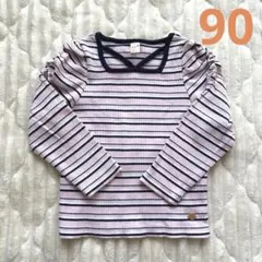 アプレレクール　ストライプ柄パフスリーブTシャツ