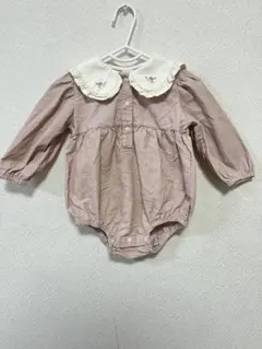 テータテート ピンクの襟付きロンパース 80