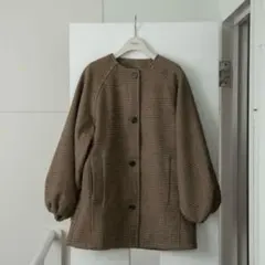 lawgy raglan sleeve check midi outer