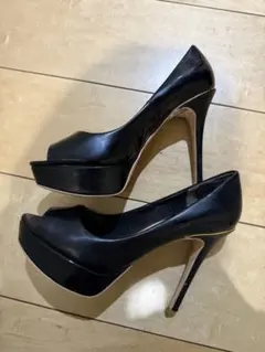 オープントゥハイヒール ブラック　R&E