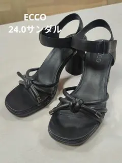 【極美品・本革】ECCO エコー 黒 サンダル チャンキーヒール 安定感抜群のサムネイル