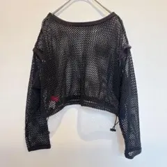 【レピピアルマリオ】2WAY メッシュトップス Lサイズ 黒 ドロスト付きのサムネイル