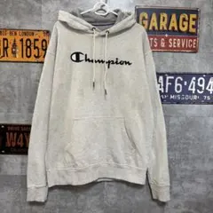 Champion チャンピオン スクリプトロゴ パーカー L グレー　古着