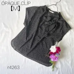 美品　オペークドットクリップ　ドット柄　半袖ブラウス　水玉　ブラック【M】