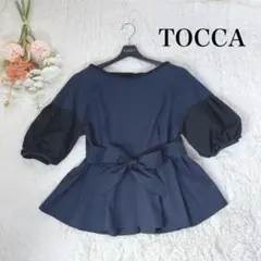 極美品✨TOCCA トッカ　ウエストリボンペプラムブラウス　カットワークスリーブ