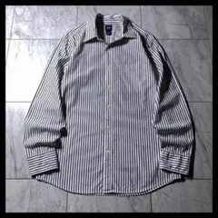 00s OLD GAP レギュラー襟 コットンブロード シャツ 黒白 ストライプ