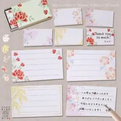 バラや桜の花柄名刺サイズカード&小箱入りミニミニメッセージカード＊No.39